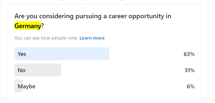 The Finance Story conducted a poll on building a career in Germany
