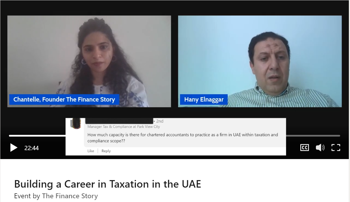 In a conversation with Hany Elnaggar regarding the Tax Opportunities in UAE.